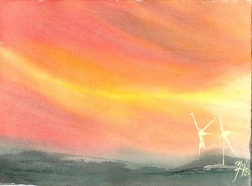 Watercolor An afternoon in Naquera. (high definition art printing)