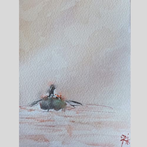 Watercolor A Cantabrian Trainera.