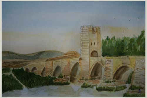 Acuarela Puente de Frías. Burgos. (impresión artística de alta definición)