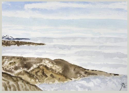 Acuarela En las cumbres de la Vega del Pas. (impresión artística de alta definición)