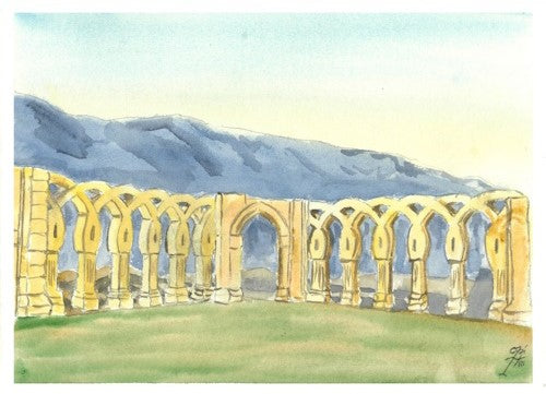 Watercolor San Juan de Duero Arcade. Soria. (high definition art printing)