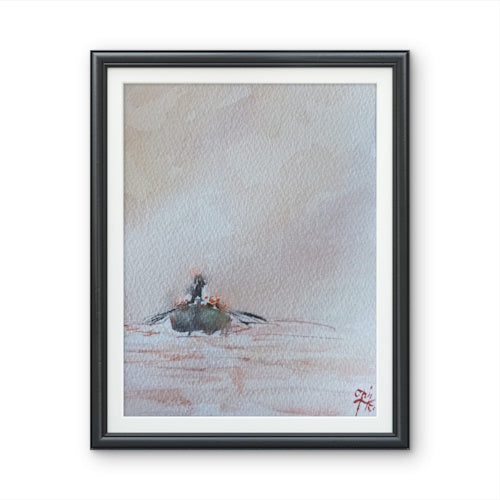 Watercolor A Cantabrian Trainera.
