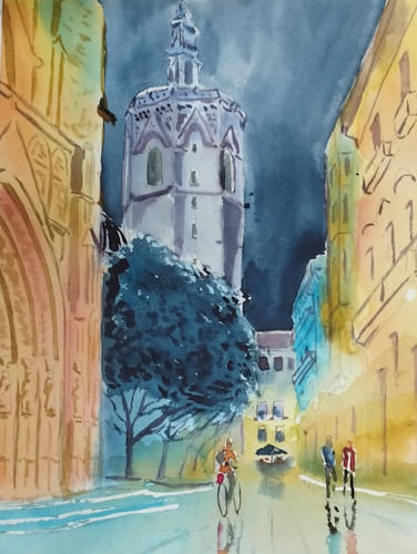 El miguelete de la Catedral de Valencia. (impresión artística de alta definición)