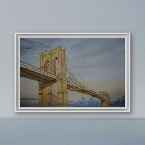 Puente de Brooklyn en acuarela. (Impresión artística de alta definición)