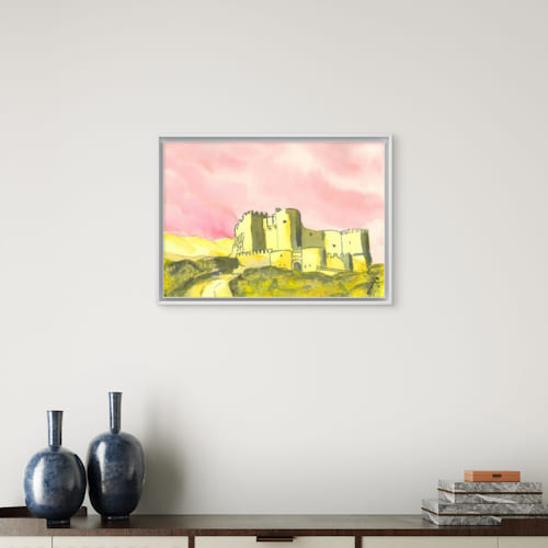 Acuarela del Castillo de Aunqueospese. (impresión artística de alta definición)