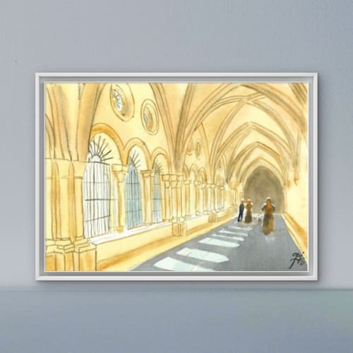 Acuarela Claustro de la catedral de Tarragona. (impresión artística en alta definición) 30 copias