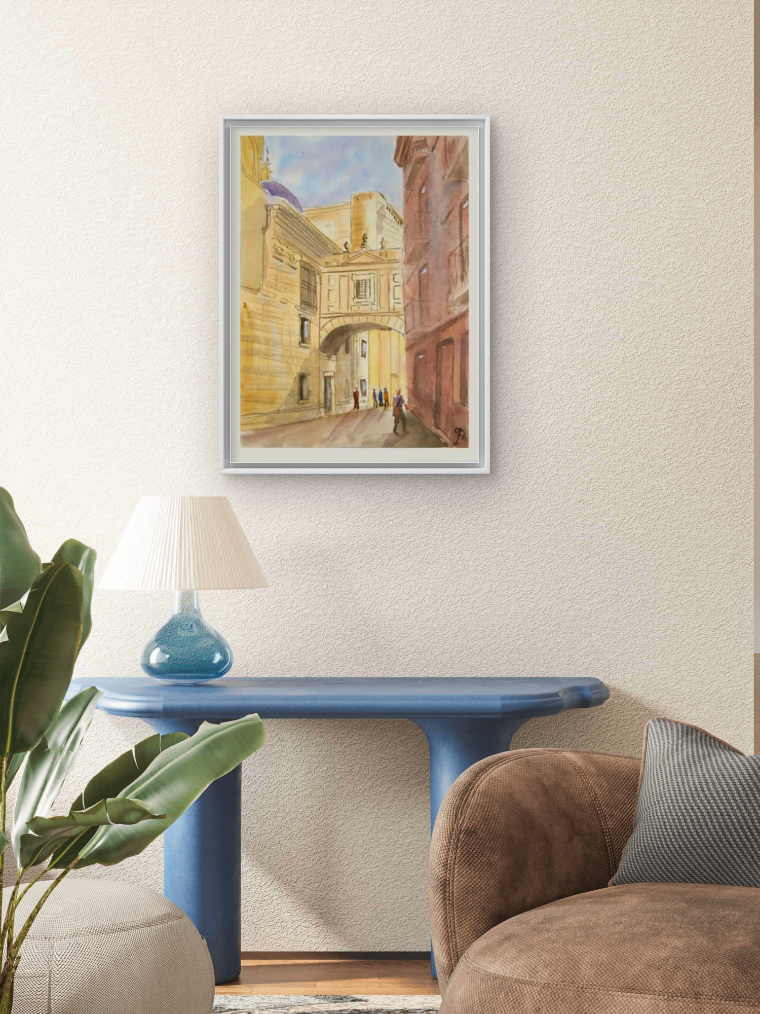 Acuarela Pasaje de la Catedral de Valencia (impresión artística de alta definición)