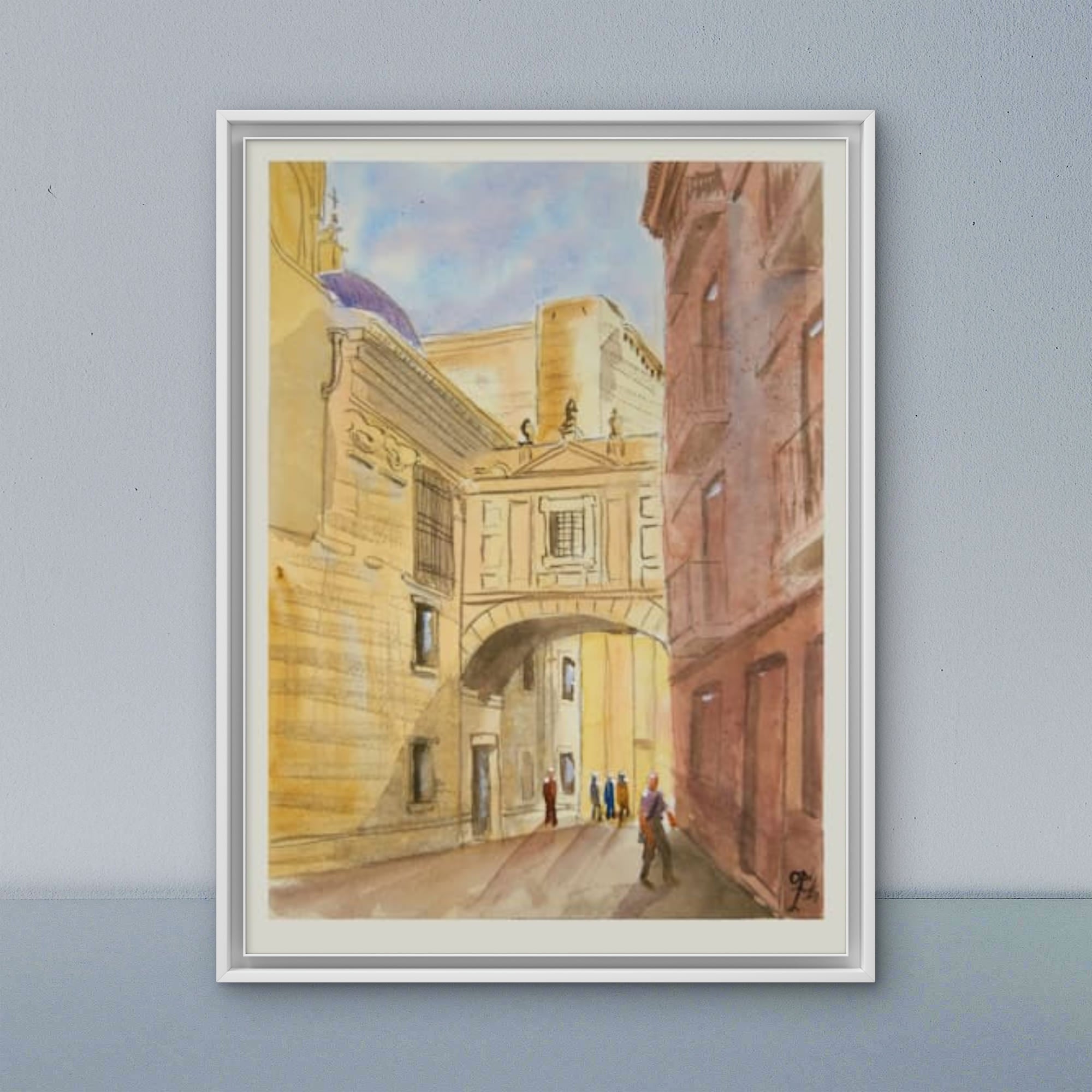 Acuarela Pasaje de la Catedral de Valencia (impresión artística de alta definición)