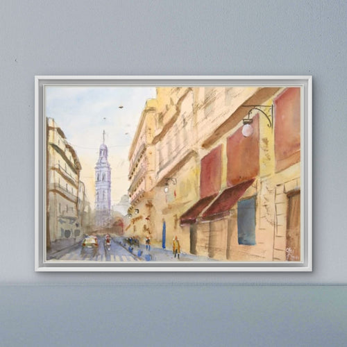 Acuarela Calle la paz. Valencia. (impresión artística en alta definición) 30 copias