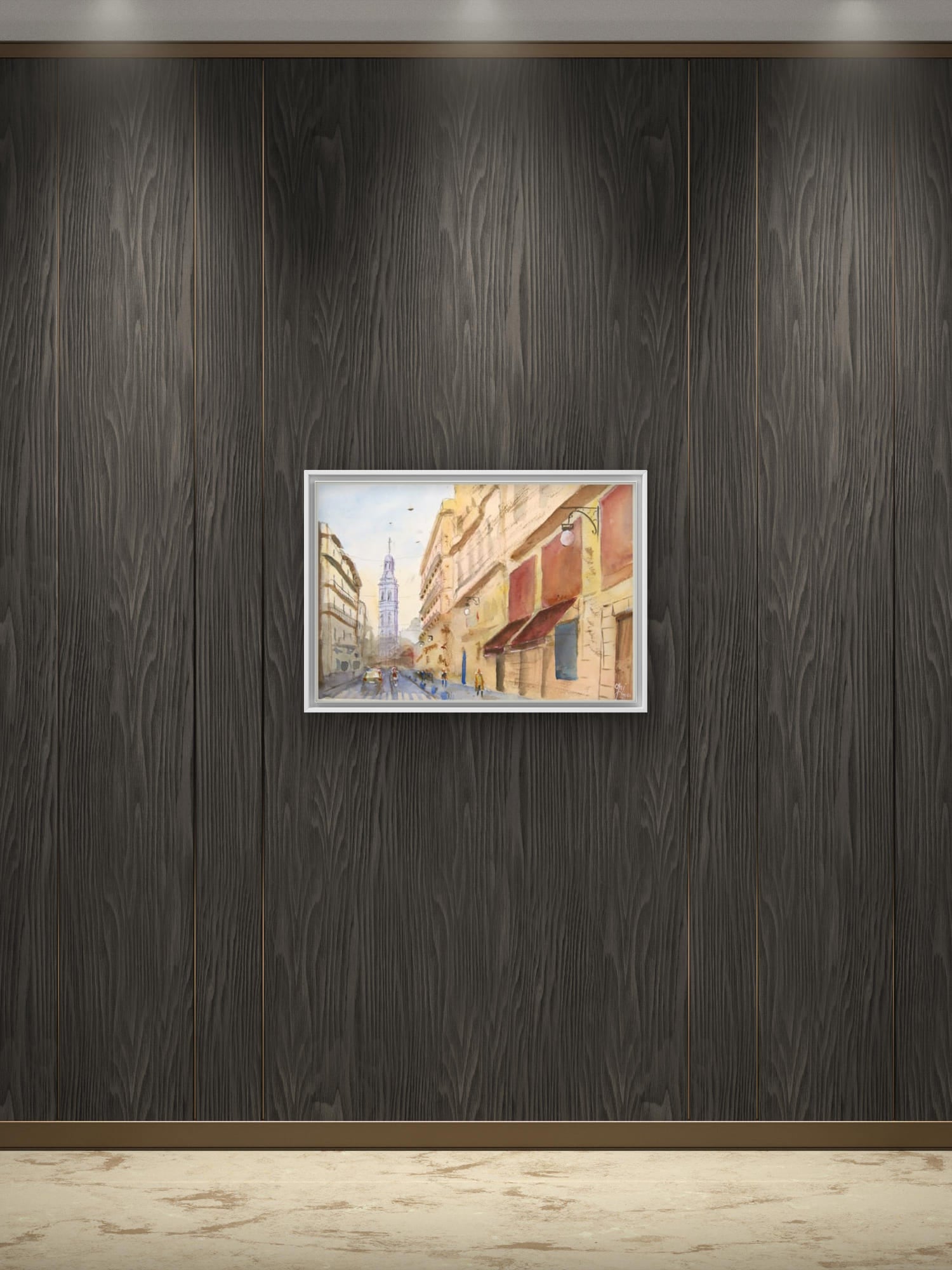Watercolor Calle la paz. Valencia  (high definition art printing)