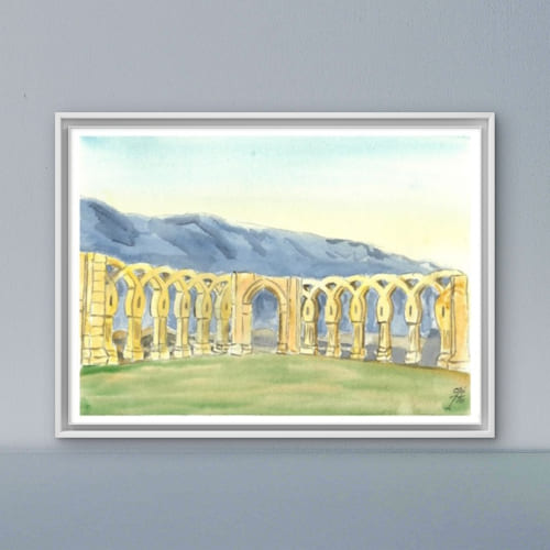 Watercolor San Juan de Duero Arcade. Soria. (high definition art printing)