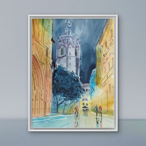 El miguelete de la Catedral de Valencia. (impresión artística de alta definición)