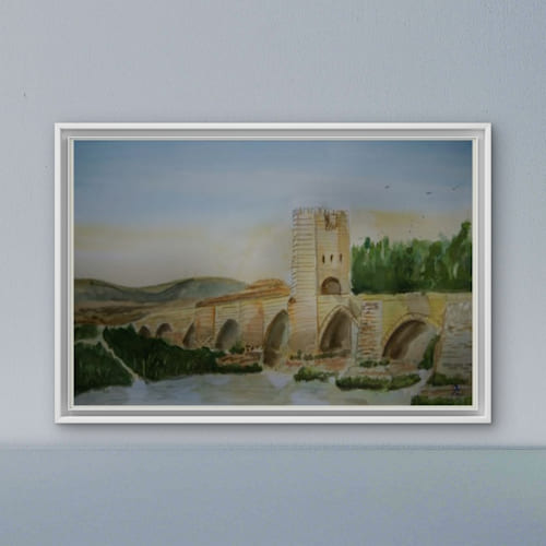 Acuarela Puente de Frías. Burgos. (impresión artística de alta definición)