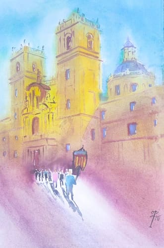 Acuarela Monasterio de San Miguel de los Reyes. (impresión artística de alta definición)